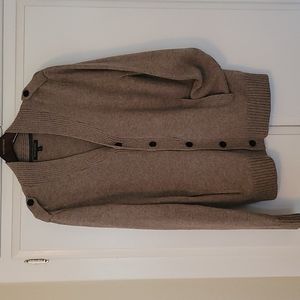 Light brown men's cotton blend cardigan sweater